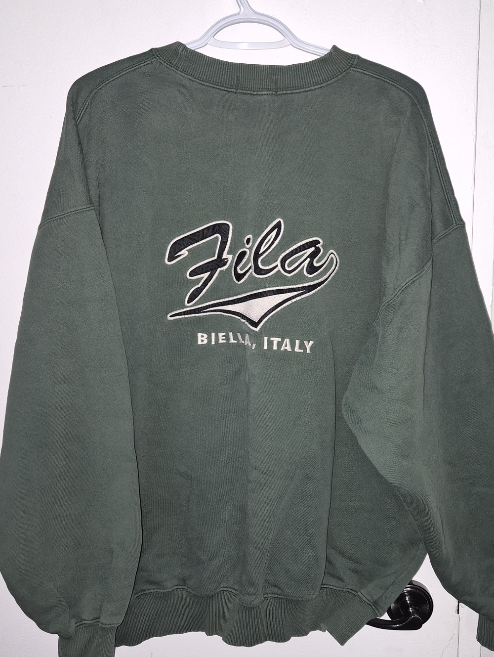 Rare Vintage Fila Men's Dark Green Crewneck Logo Sweatshirt